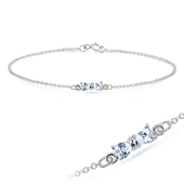 Cutie Bow with CZ Stones Silver Anklet ANK-194